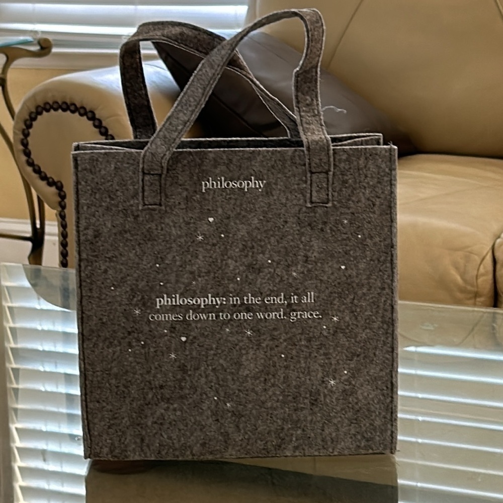 Philosophy Gray Felt Bag Tote Bag / Lunch Bag / diaper bag / toiletry bag